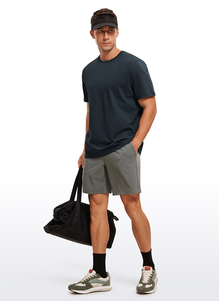 CRZ YOGA Men's Running Classic Fit Shirts Quick Dry Short Sleeves White