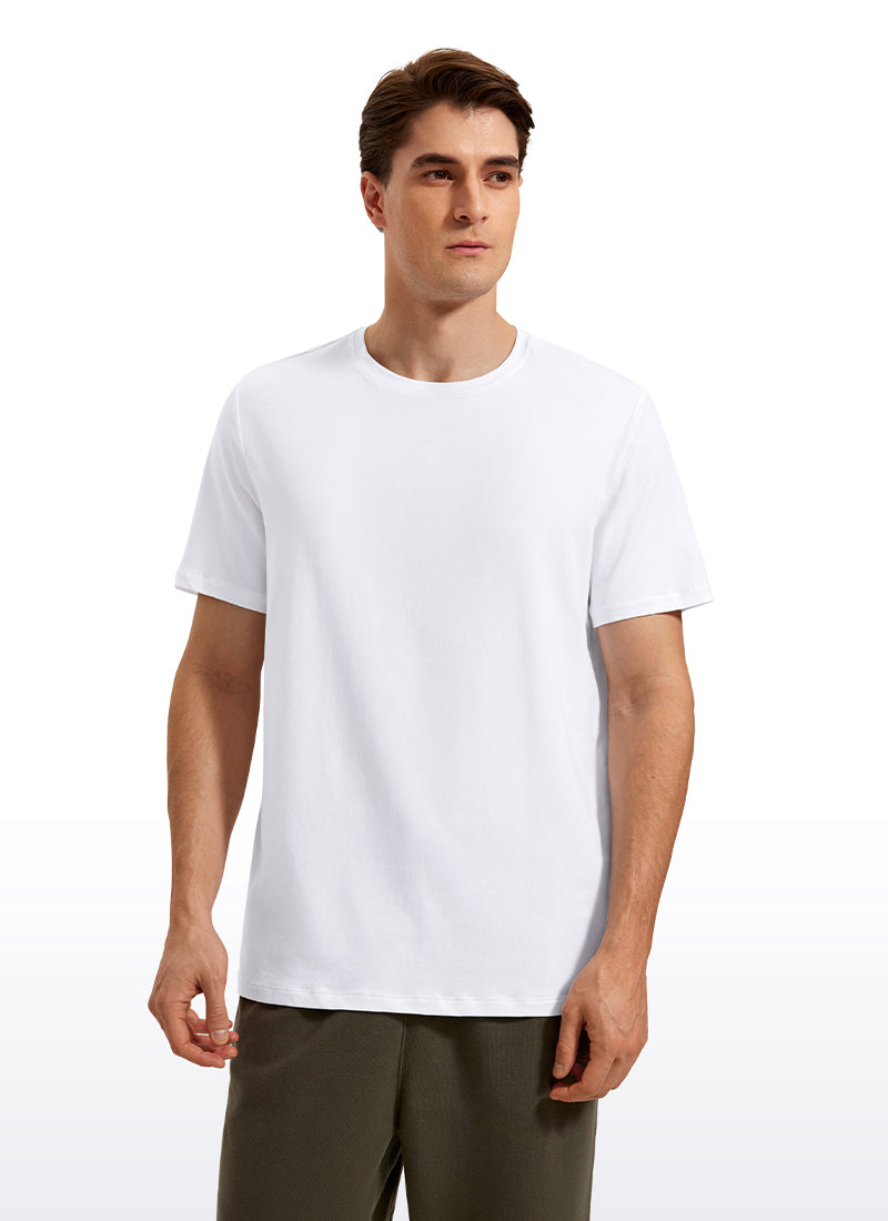 Pima Cotton T-Shirts Short Sleeve Crew Neck