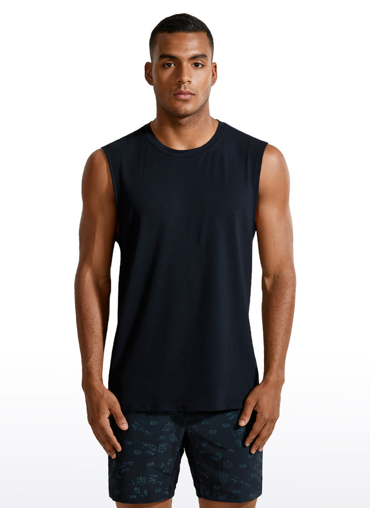 CRZ YOGA Men's Train Relaxed Fit Tops Pima Cotton Muscle Tank Slate Blue