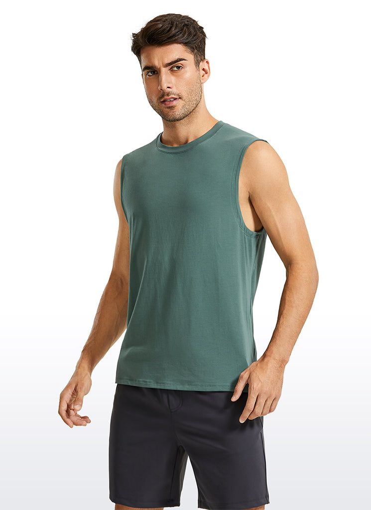 CRZ YOGA Men's Train Relaxed Fit Tops Pima Cotton Muscle Tank Black