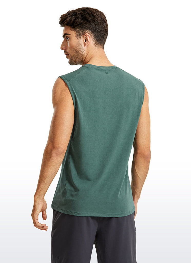 CRZ YOGA Men's Train Relaxed Fit Tops Pima Cotton Muscle Tank Black