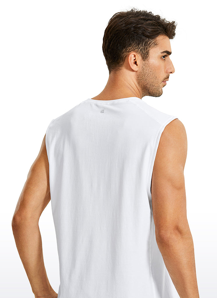 CRZ YOGA Men's Train Relaxed Fit Tops Pima Cotton Muscle Tank Iced Iris
