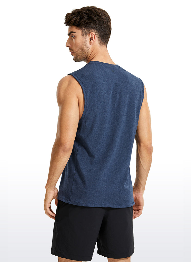 CRZ YOGA Men's Train Relaxed Fit Tops Pima Cotton Muscle Tank Mortar color