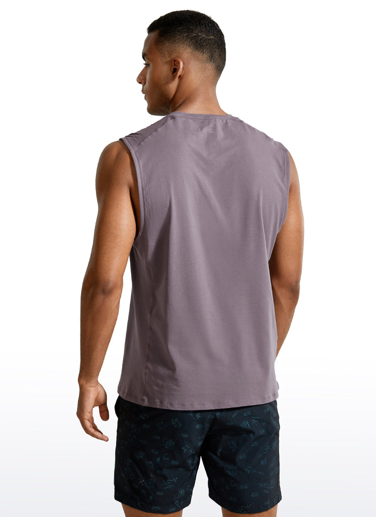 CRZ YOGA Men's Train Relaxed Fit Tops Pima Cotton Muscle Tank Graphite Green