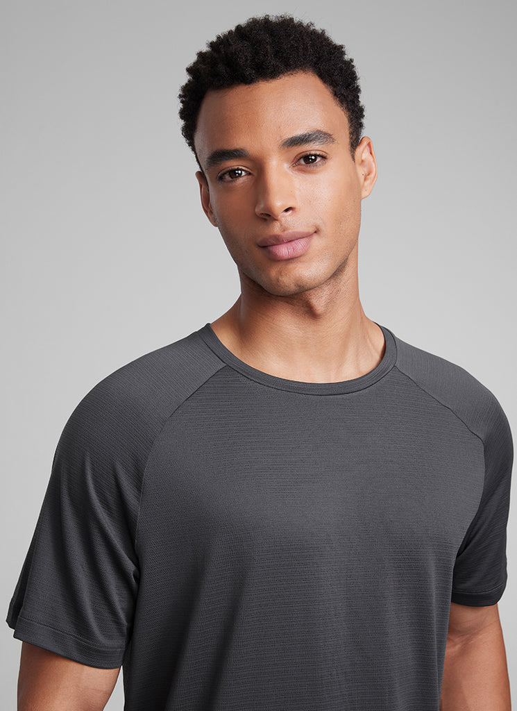 CRZ YOGA Men's Running Classic Fit Shirts Lightweight Short Sleeves Mysterious Grey