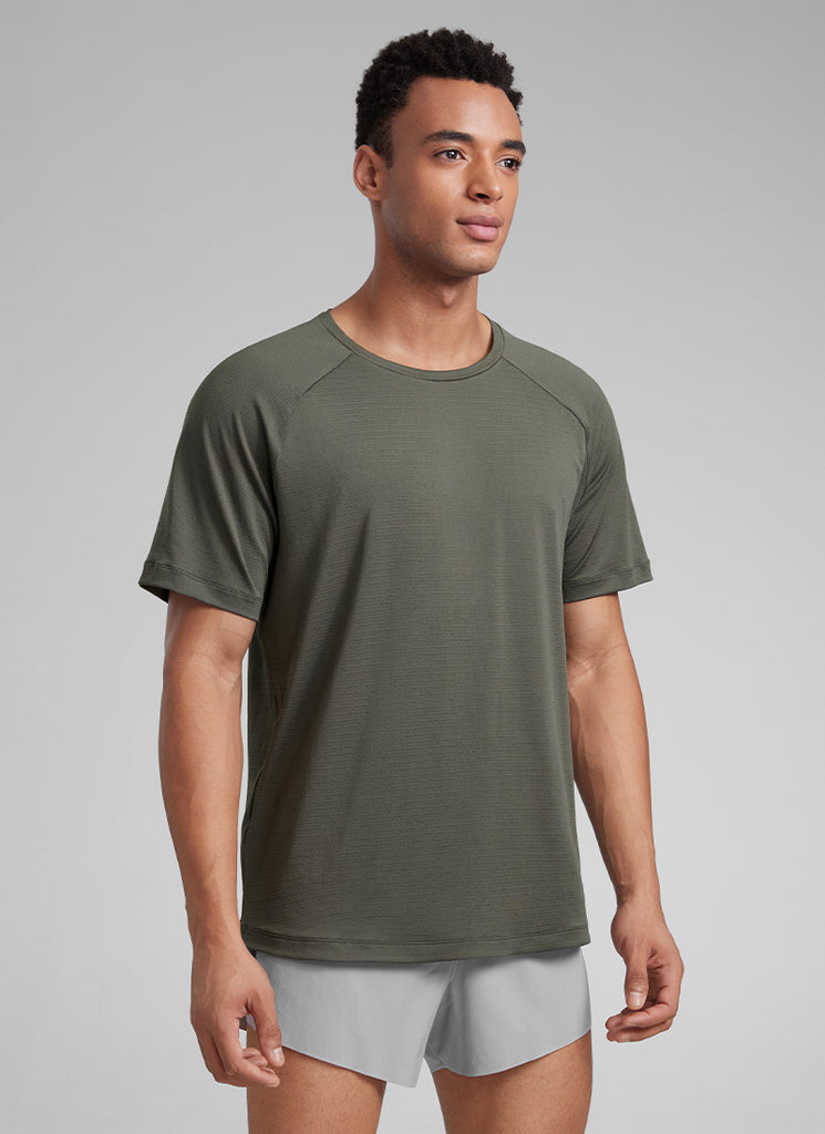 CRZ YOGA Men's Running Classic Fit Shirts Lightweight Short Sleeves Mysterious Grey