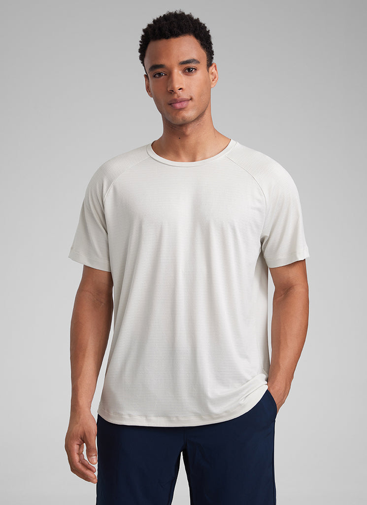 CRZ YOGA Men's Running Classic Fit Shirts Lightweight Short Sleeves Light Army Green