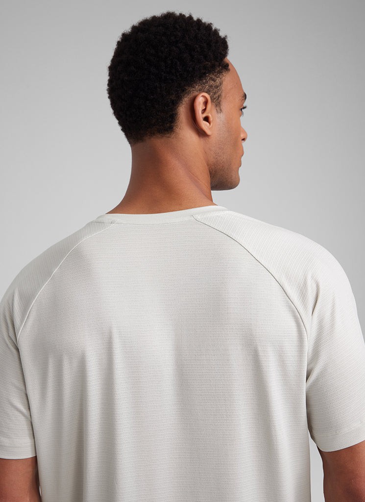 CRZ YOGA Men's Running Classic Fit Shirts Lightweight Short Sleeves Milky White