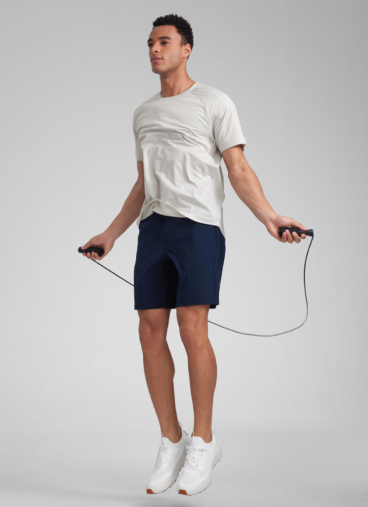 CRZ YOGA Men's Running Classic Fit Shirts Lightweight Short Sleeves Milky White