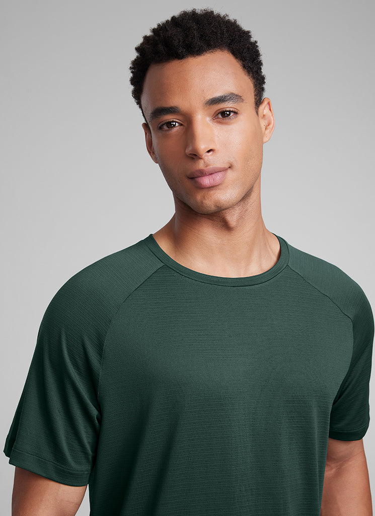 CRZ YOGA Men's Running Classic Fit Shirts Lightweight Short Sleeves Legend Green