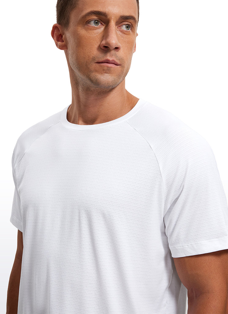 CRZ YOGA Men's Running Classic Fit Shirts Lightweight Short Sleeves White