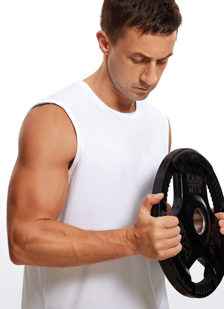 CRZ YOGA Men's Stretchy Workout Classic Fit Tank Tops Sleeveless Silver Gray