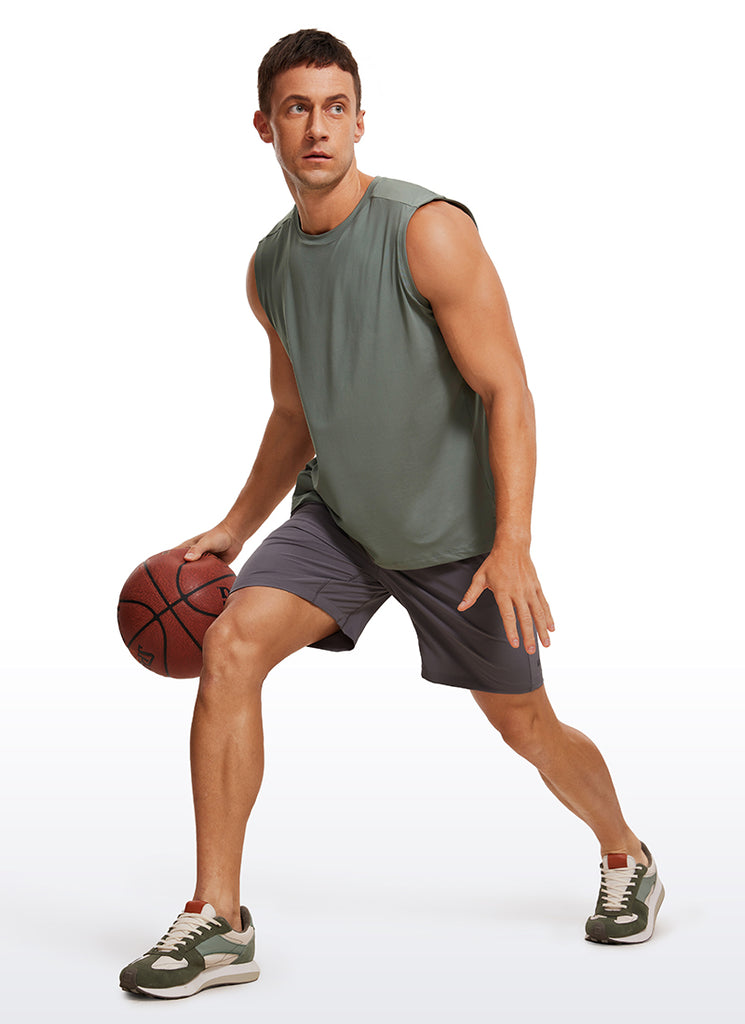 CRZ YOGA Men's Stretchy Workout Classic Fit Tank Tops Sleeveless White