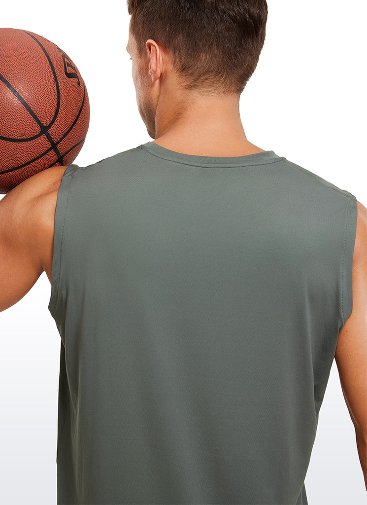 CRZ YOGA Men's Stretchy Workout Classic Fit Tank Tops Sleeveless White