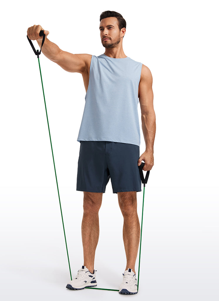 CRZ YOGA Men's Stretchy Lightweight Workout Classic Fit Tank Tops Sleeveless Navy-Heather