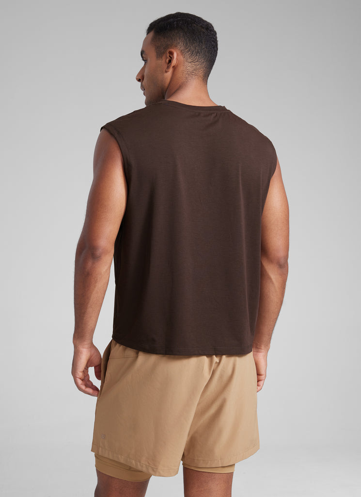 CRZ YOGA Men's Mesh Quick Dry Workout Relaxed Fit Tank Tops Sleeveless True Navy