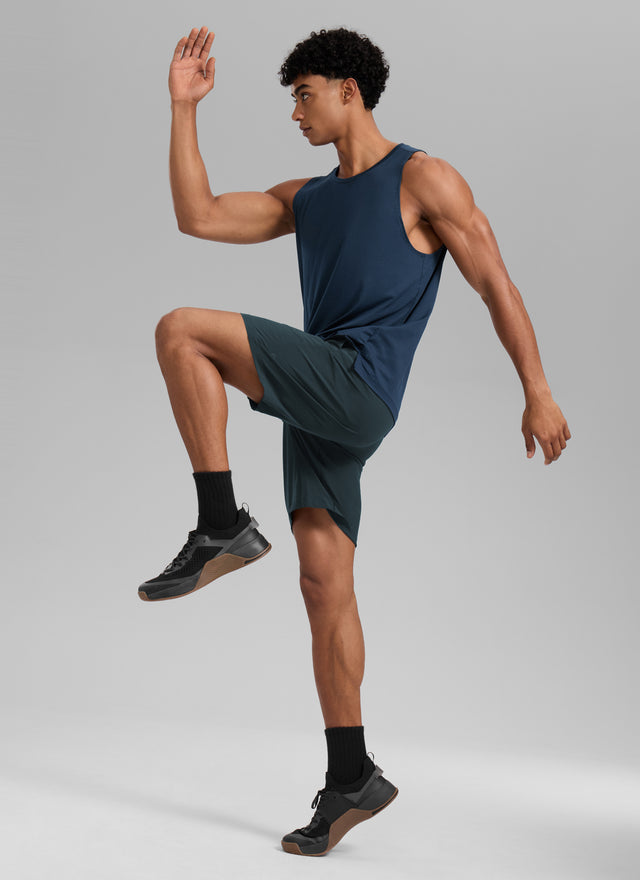CRZ YOGA Men's Train Relaxed Fit Feathery-Fit Linerless Shorts 9'' Melanite @model_info:R