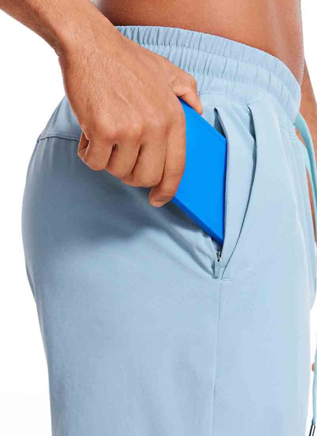CRZ YOGA Men's Train Relaxed Fit Feathery-Fit Linerless Shorts 9'' Light grayish blue