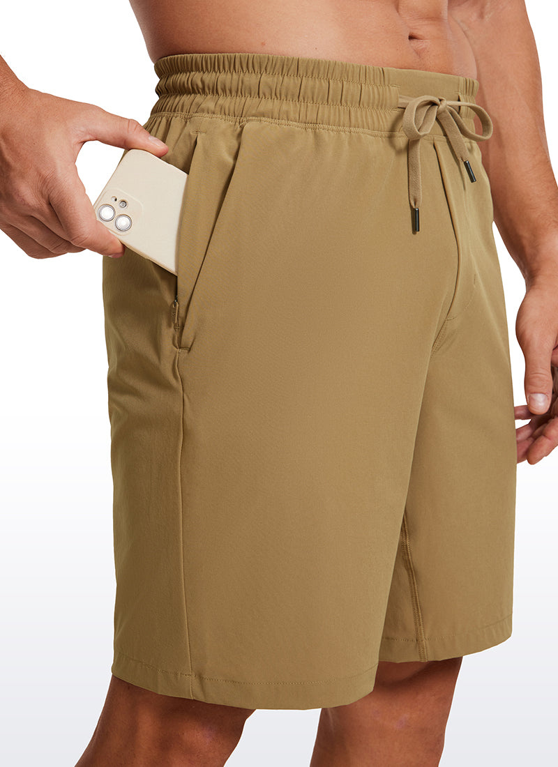 CRZ YOGA Men's Train Relaxed Fit Feathery-Fit Linerless Shorts 9'' Khaki Sand