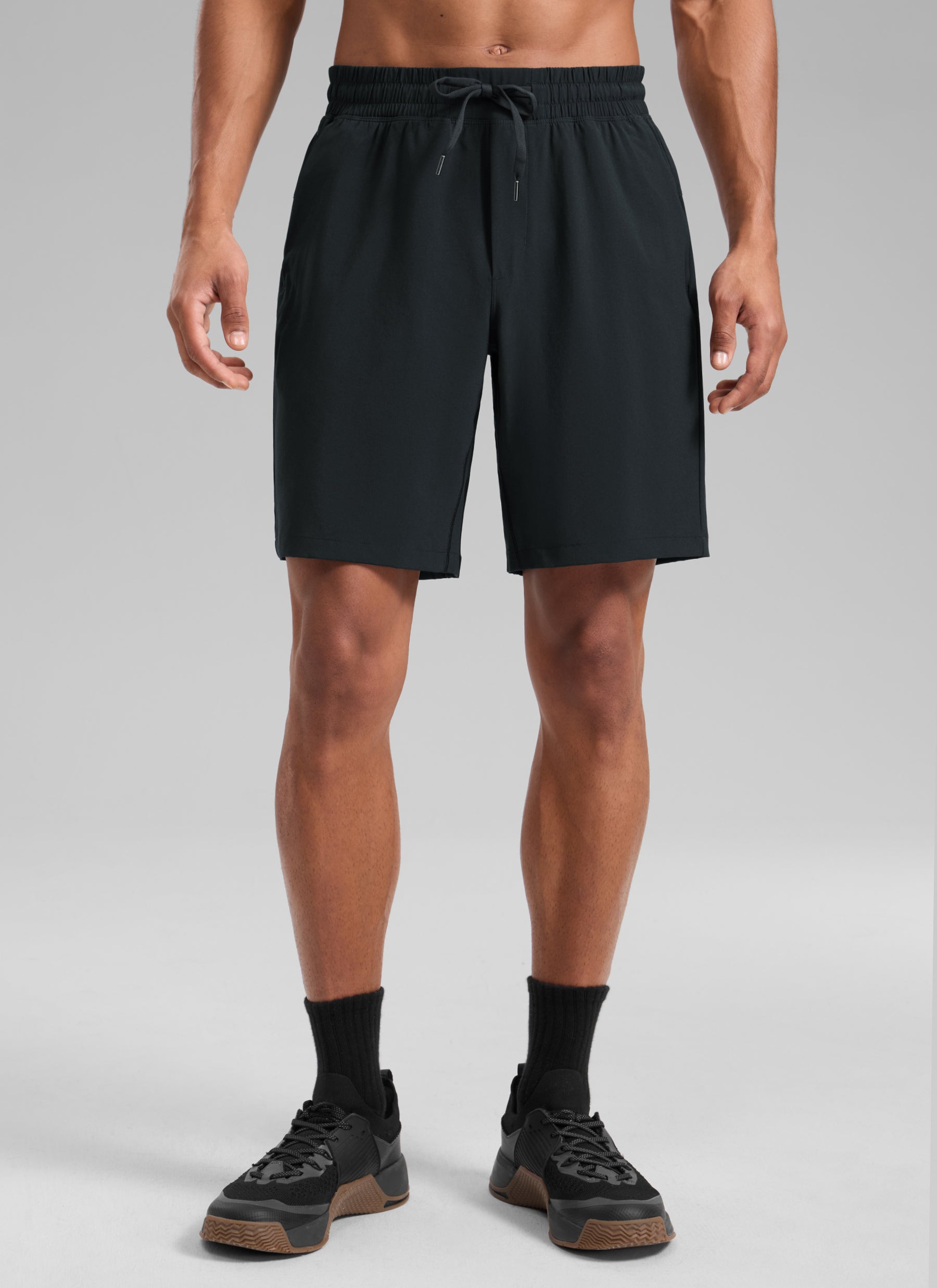 CRZ YOGA Men's Train Relaxed Fit Feathery-Fit Linerless Shorts 9'' Black @model_info:R