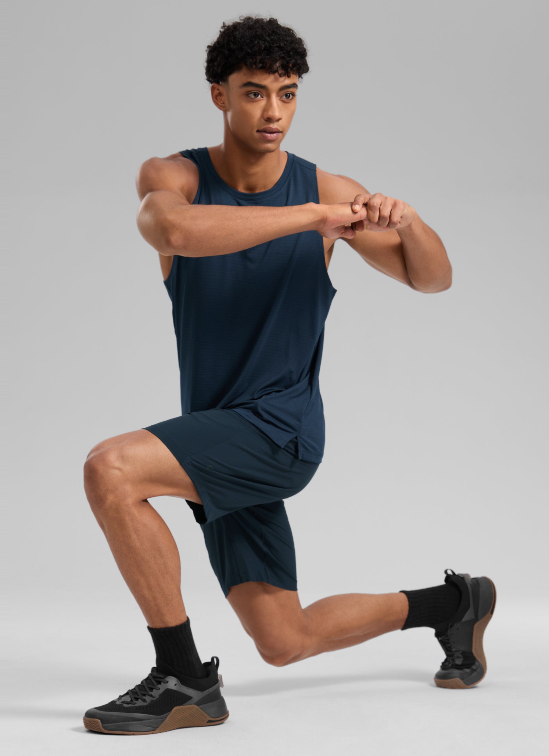 CRZ YOGA Men's Train Relaxed Fit Feathery-Fit Linerless Shorts 9'' True Navy @model_info:R