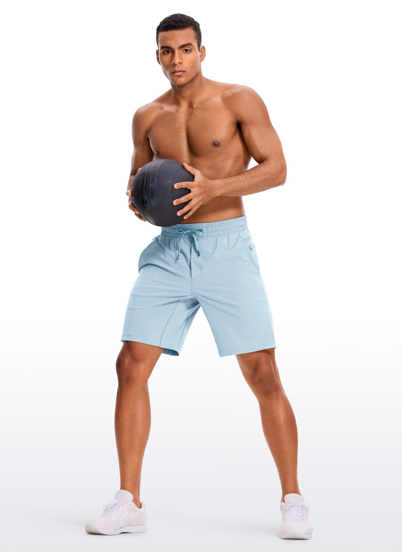 CRZ YOGA Men's Train Run Classic Fit Feathery-Fit Lined Shorts 9'' Light grayish blue @model_info:G