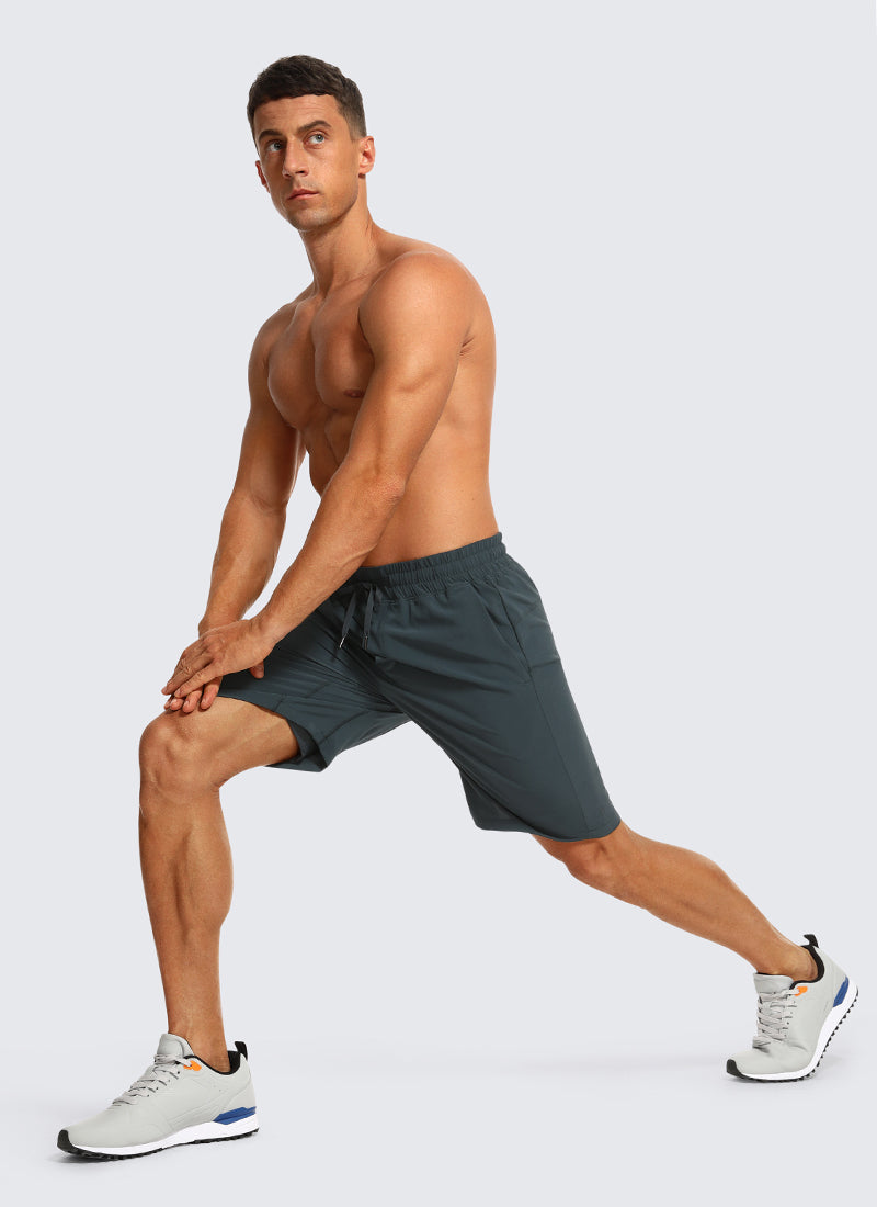 CRZ YOGA Men's Train Run Classic Fit Feathery-Fit Lined Shorts 9'' Melanite @model_info:A