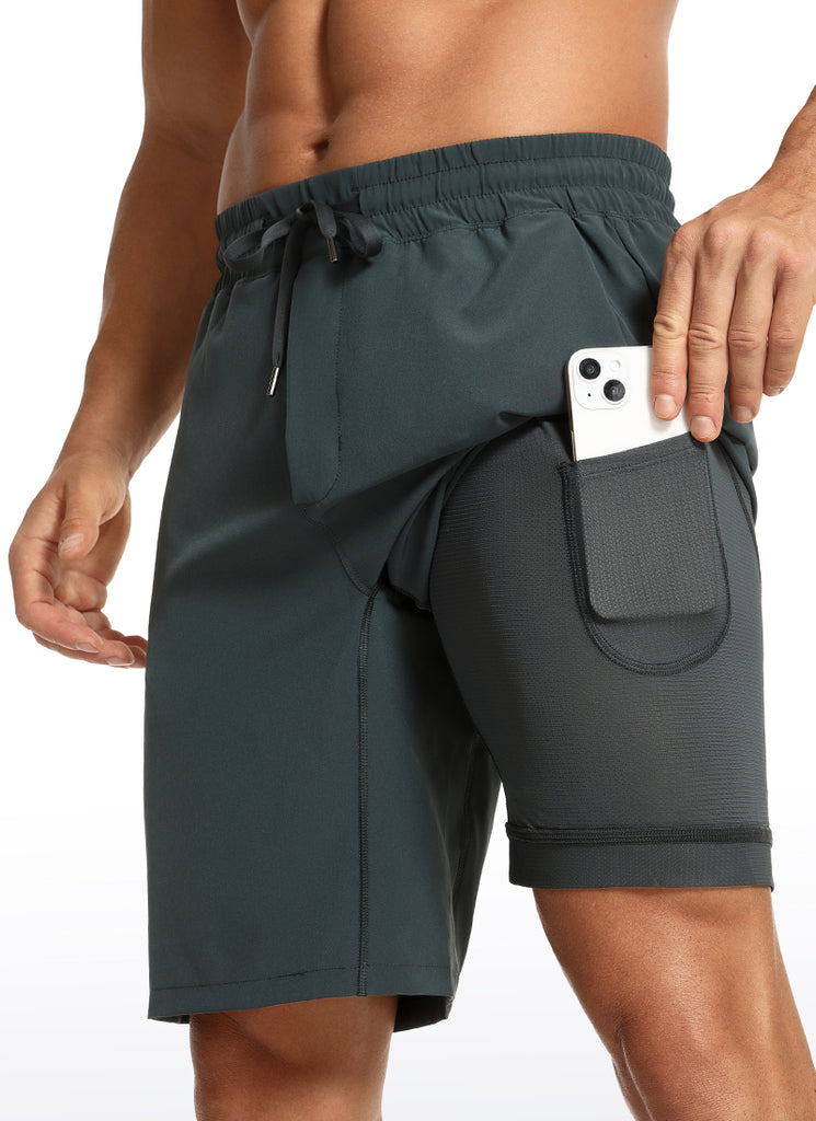 CRZ YOGA Men's Train Run Classic Fit Feathery-Fit Lined Shorts 9'' Melanite