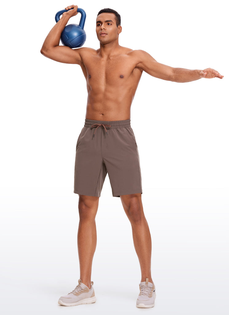 CRZ YOGA Men's Train Run Classic Fit Feathery-Fit Lined Shorts 9'' Brown Rock