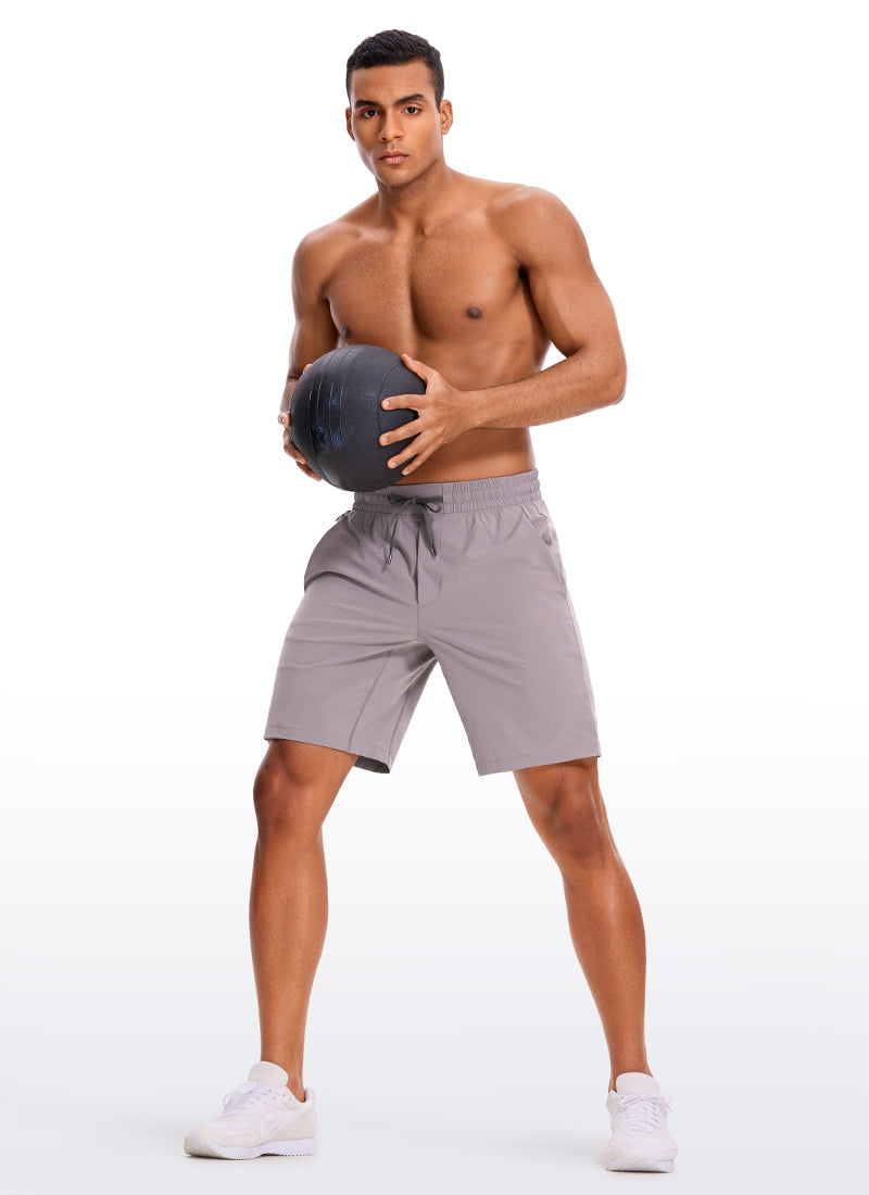 CRZ YOGA Men's Train Run Classic Fit Feathery-Fit Lined Shorts 9'' Lunar Rock @model_info:G