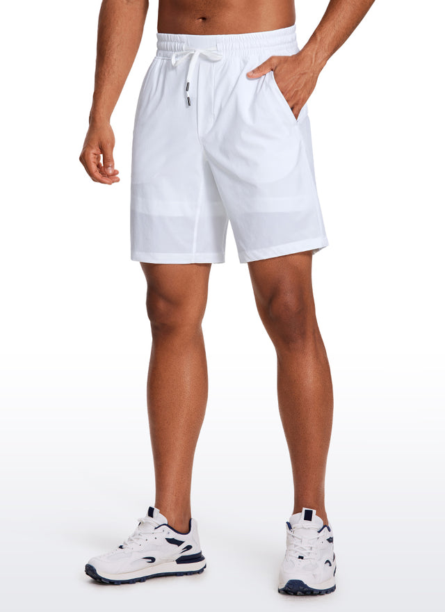 CRZ YOGA Men's Train Run Classic Fit Feathery-Fit Lined Shorts 9'' White