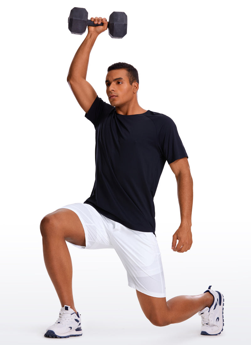 CRZ YOGA Men's Train Run Classic Fit Feathery-Fit Lined Shorts 9'' White @model_info:G