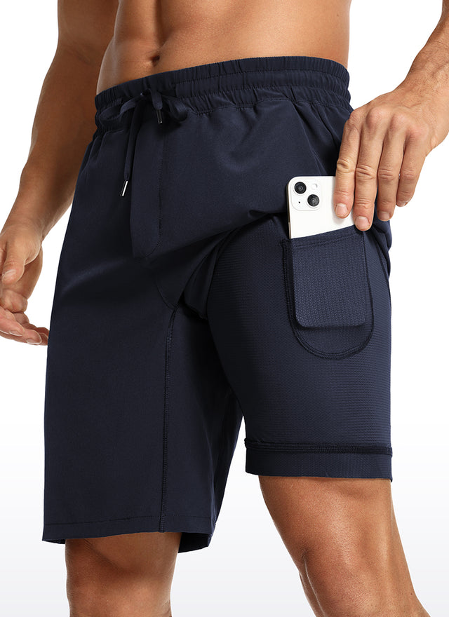 CRZ YOGA Men's Train Run Classic Fit Feathery-Fit Lined Shorts 9'' Navy