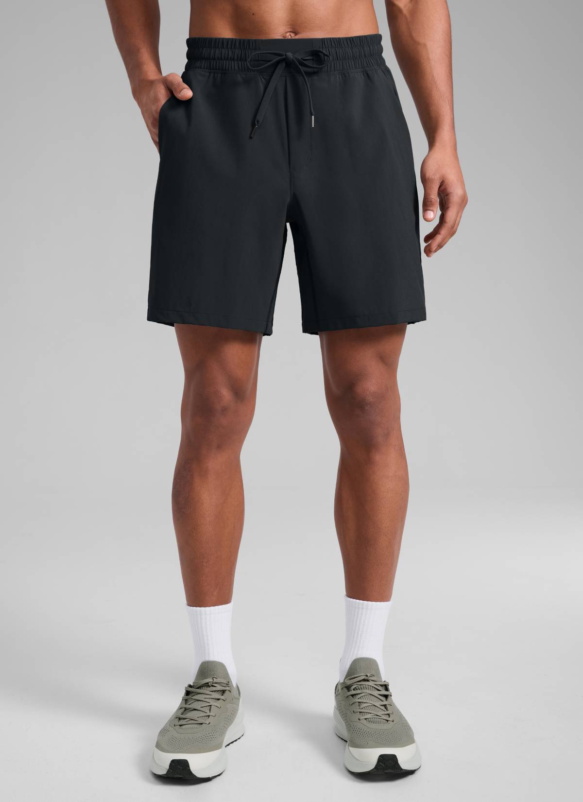 CRZ YOGA Men's Train Classic Fit Feathery-Fit Linerless Shorts 7'' Black
