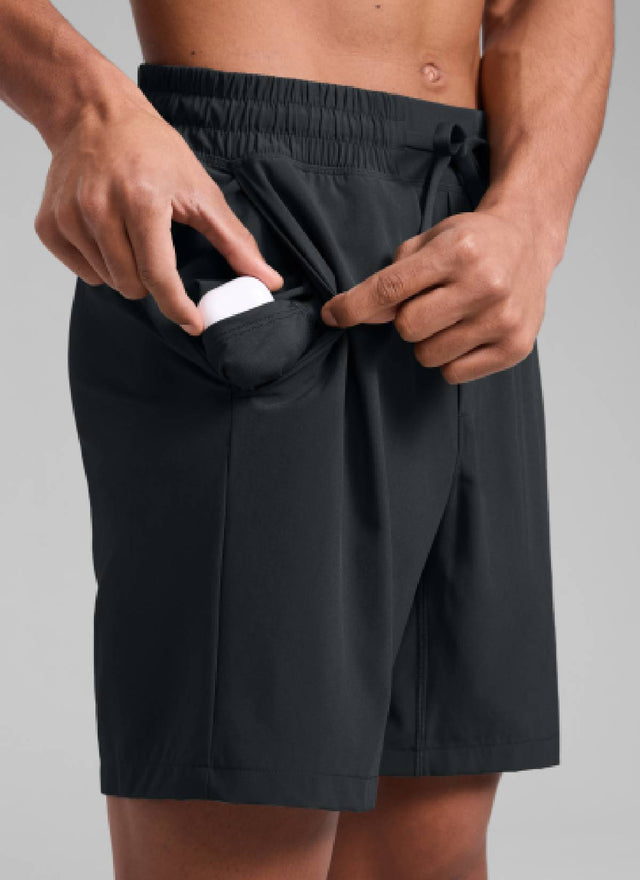CRZ YOGA Men's Train Classic Fit Feathery-Fit Linerless Shorts 7'' Black
