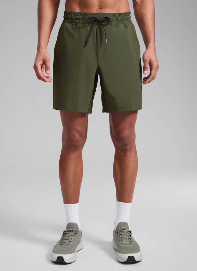 CRZ YOGA Men's Train Classic Fit Feathery-Fit Linerless Shorts 7'' Dark Olive