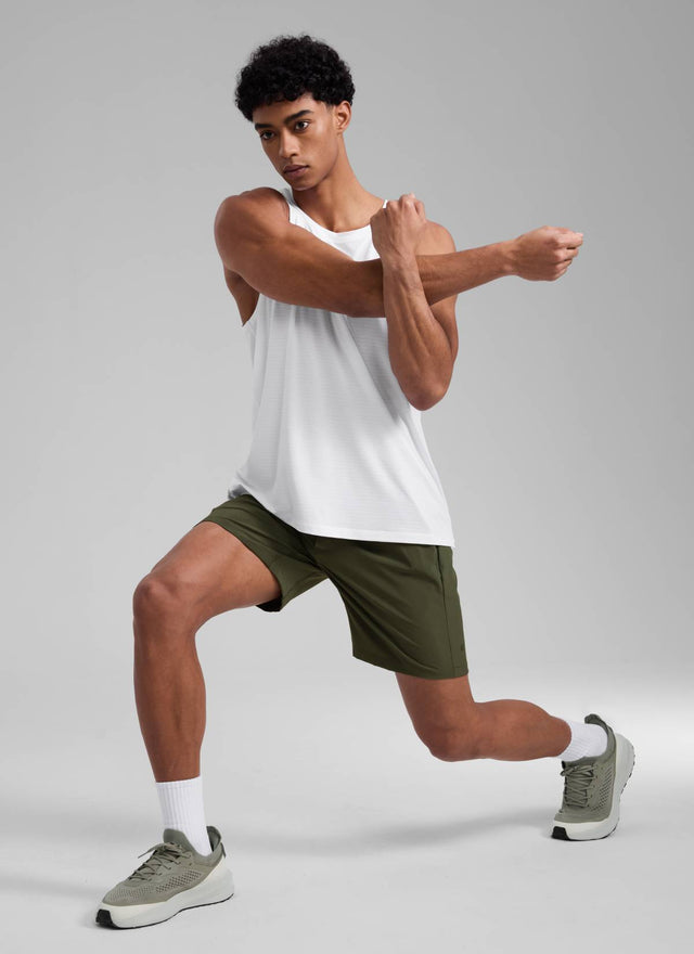 CRZ YOGA Men's Train Classic Fit Feathery-Fit Linerless Shorts 7'' Dark Olive
