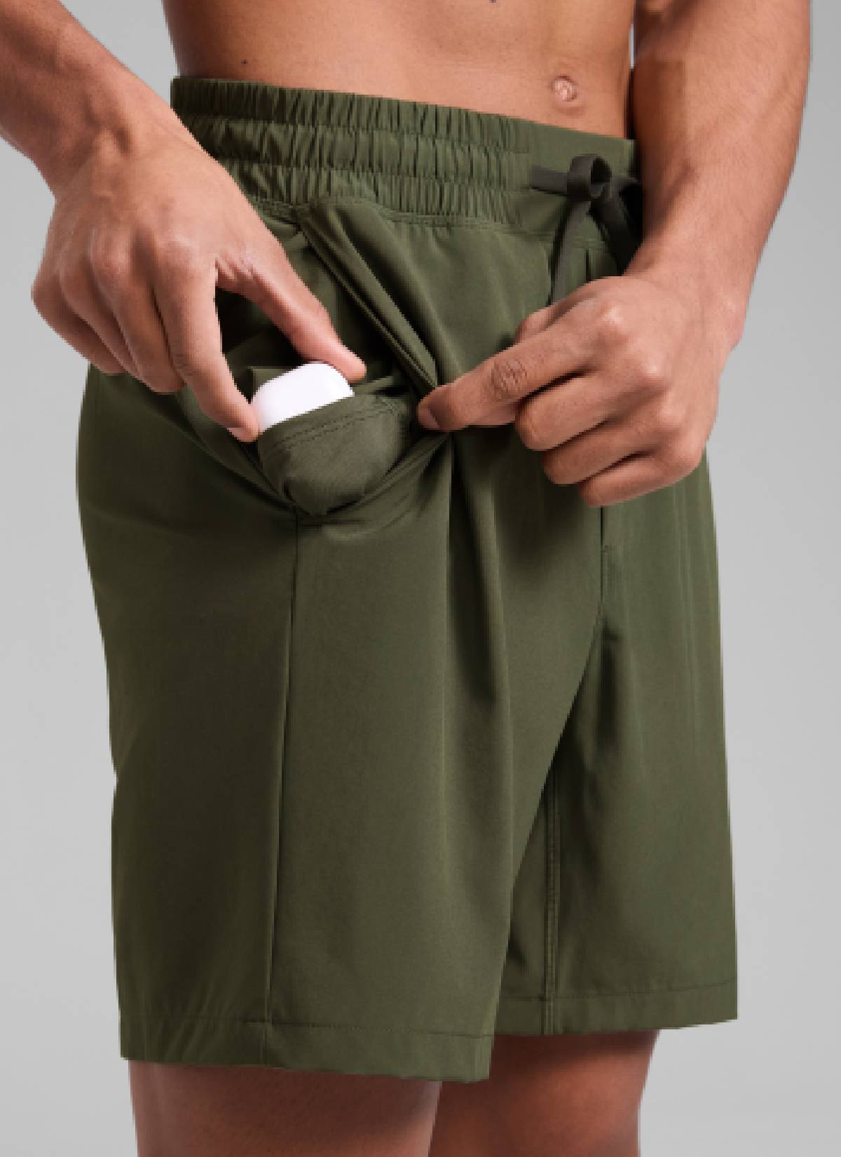 CRZ YOGA Men's Train Classic Fit Feathery-Fit Linerless Shorts 7'' Dark Olive