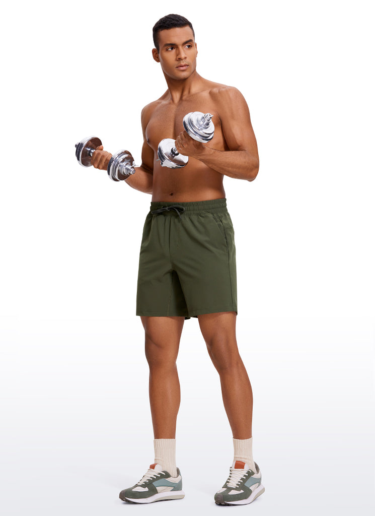 CRZ YOGA Men's Train Classic Fit Feathery-Fit Linerless Shorts 7'' Dark Chrome