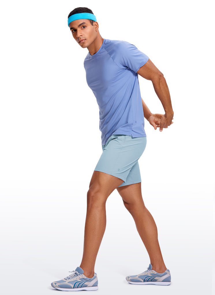 CRZ YOGA Men's Train Classic Fit Feathery-Fit Linerless Shorts 7'' Light grayish blue