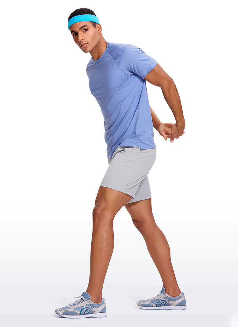 CRZ YOGA Men's Train Classic Fit Feathery-Fit Linerless Shorts 7'' Gull Gray @model_info:HEI