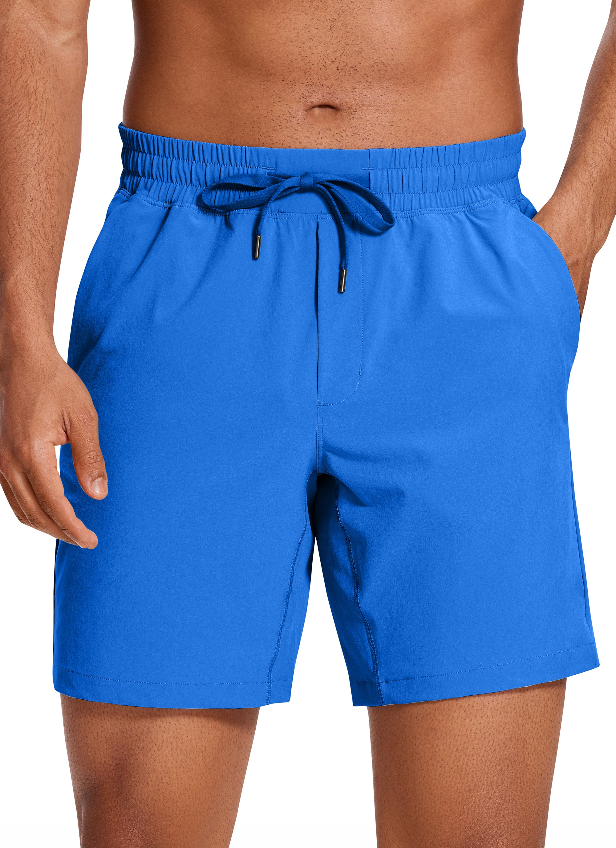 CRZ YOGA Men's Train Classic Fit Feathery-Fit Linerless Shorts 7'' Sparkle Blue