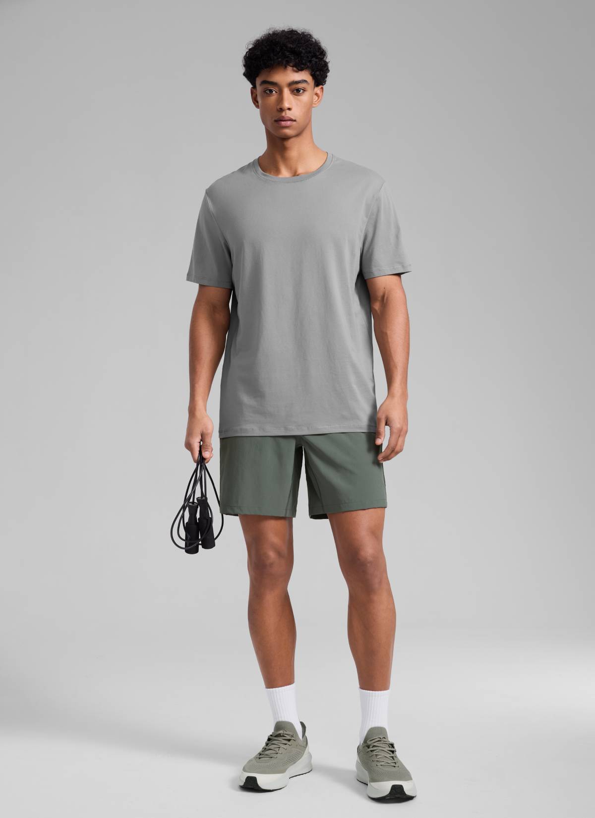 CRZ YOGA Men's Train Classic Fit Feathery-Fit Linerless Shorts 7'' Grey Sage