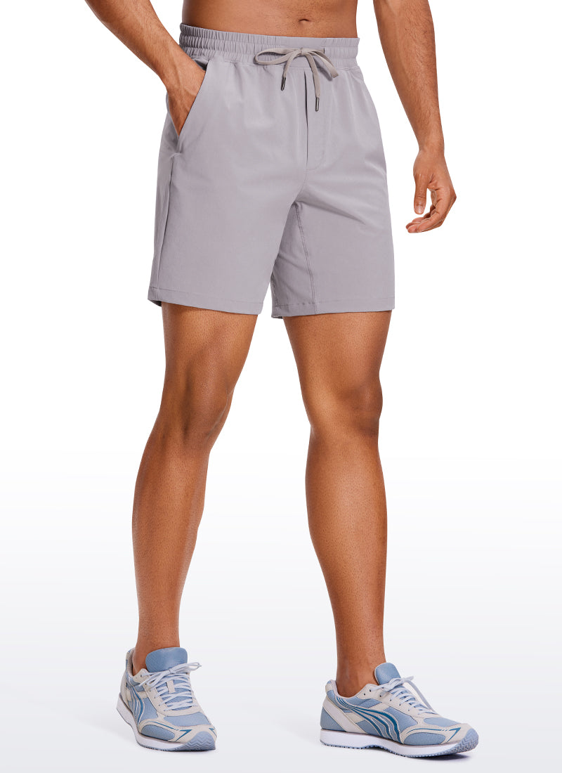 CRZ YOGA Men's Train Classic Fit Feathery-Fit Linerless Shorts 7'' Dark Chrome