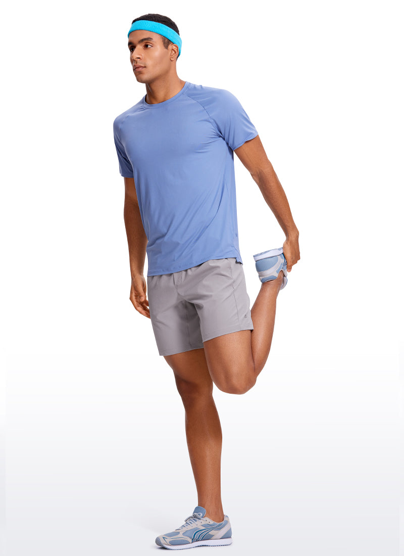 CRZ YOGA Men's Train Classic Fit Feathery-Fit Linerless Shorts 7'' Dark Chrome