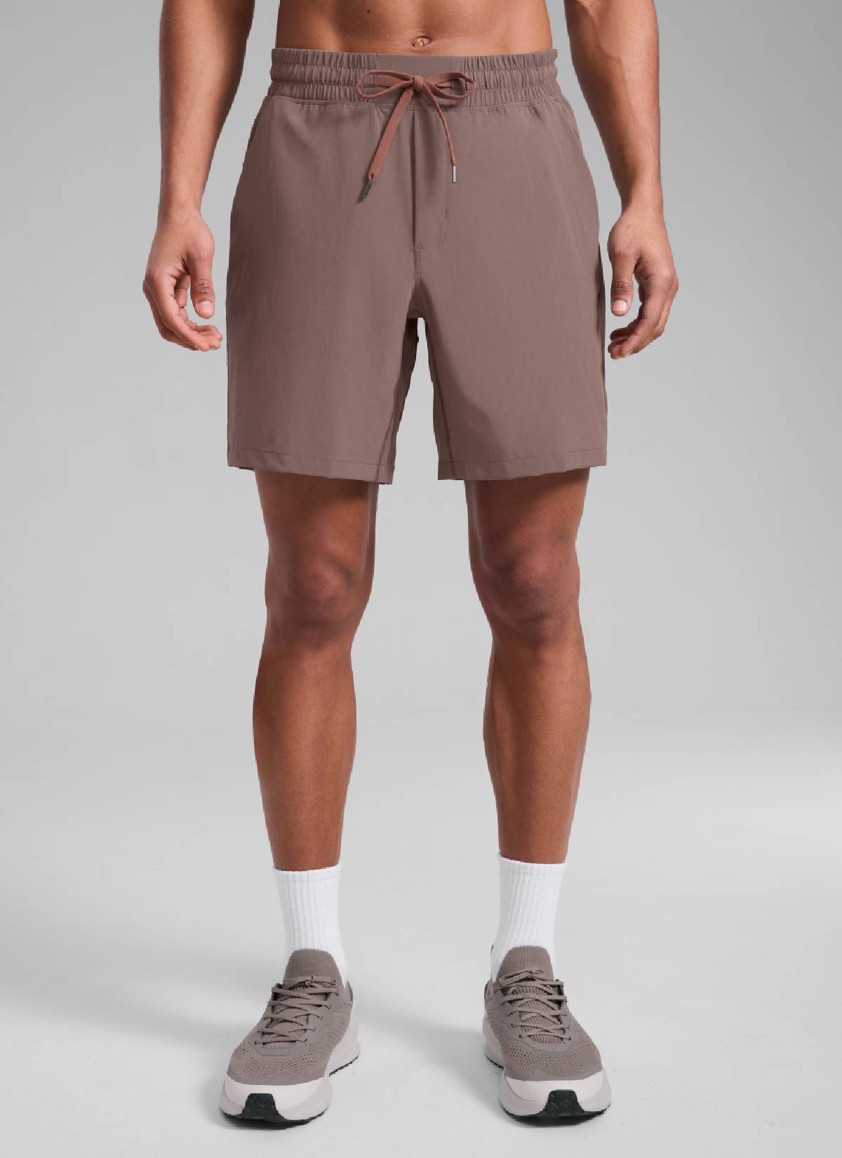 CRZ YOGA Men's Train Classic Fit Feathery-Fit Linerless Shorts 7'' Brown Rock