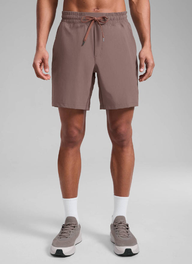 CRZ YOGA Men's Train Classic Fit Feathery-Fit Linerless Shorts 7'' Brown Rock