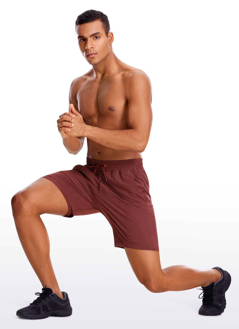 CRZ YOGA Men's Train Run Classic Fit Feathery-Fit Lined Shorts 7'' Savannah @model_info:G