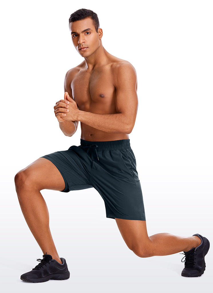 CRZ YOGA Men's Train Run Classic Fit Feathery-Fit Lined Shorts 7'' True Navy