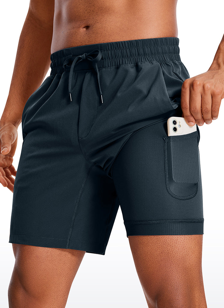 CRZ YOGA Men's Train Run Classic Fit Feathery-Fit Lined Shorts 7'' True Navy